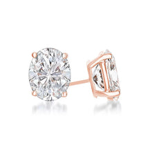 S925 Sterling Silver Oval Cut 6CT Zircon Stud Earrings, Classic Four-Prong Setting