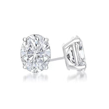 S925 Sterling Silver Oval Cut 6CT Zircon Stud Earrings, Classic Four-Prong Setting