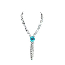 Luxury Elegant S925 Sterling Silver Paraiba Simulated Tassel Necklace – Statement High Jewelry Necklace