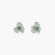 S925 Sterling Silver Synthetic Emerald Rose-Cut Zircon Floral Stud Earrings – Modern Luxury Statement Earrings