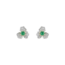 S925 Sterling Silver Synthetic Emerald Rose-Cut Zircon Floral Stud Earrings – Modern Luxury Statement Earrings