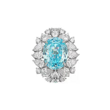 Luxury S925 Sterling Silver Simulated Paraiba Blue Zircon Halo Ring