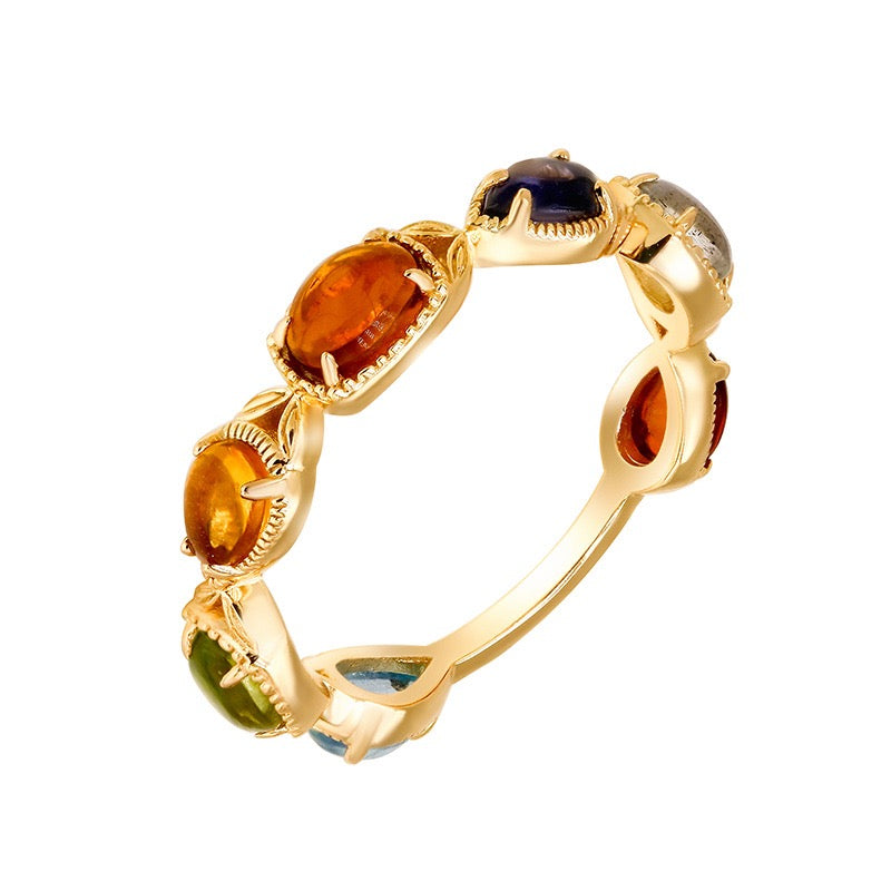 14K Gold Plated S925 Silver Stone Ring