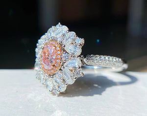 18K White Gold GIA Certificate Pink Diamonds Ring&Pendant