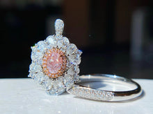 18K White Gold GIA Certificate Pink Diamonds Ring&Pendant