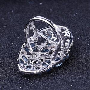 Natural Swiss Blue Topaz Gold Plated S925 Silver Ring