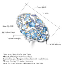 Natural Swiss Blue Topaz Gold Plated S925 Silver Ring