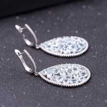 Natural Swiss Blue Topaz With Sterling Silver Earrings