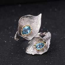 Natural Swiss Blue Topaz Gold Plated Sterling Silver Ring