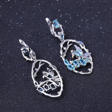 Natural Swiss Blue Topaz Nano-dsap Gold Plated 925 Sterling Silver Earrings