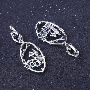 Natural Swiss Blue Topaz Nano-dsap Gold Plated 925 Sterling Silver Earrings
