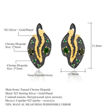 Gold Plated 925 Silver Natural Chrome Earrings Diopside