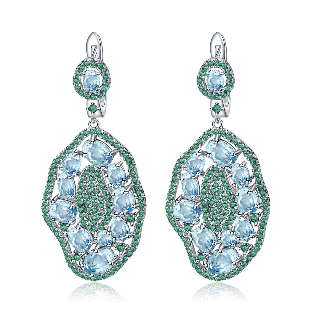 Natural Topaz Nano Emerald 925 Sterling Silver Earrings