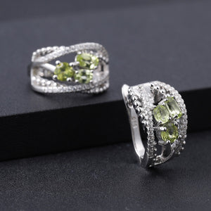 Natural Peridot Cubic Zirconia Handmade 925 Sterling Silver Earrings