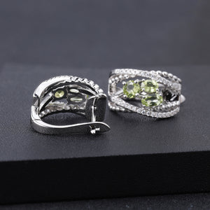 Natural Peridot Cubic Zirconia Handmade 925 Sterling Silver Earrings