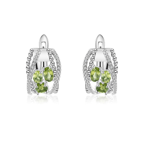 Natural Peridot Cubic Zirconia Handmade 925 Sterling Silver Earrings