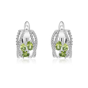 Natural Peridot Cubic Zirconia Handmade 925 Sterling Silver Earrings