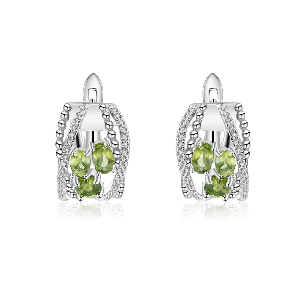 Natural Peridot Cubic Zirconia Handmade 925 Sterling Silver Earrings