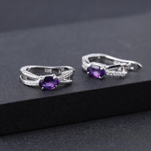 Natural Amethyst Cubic Zirconia Handmade 925 Sterling Silver Earrings