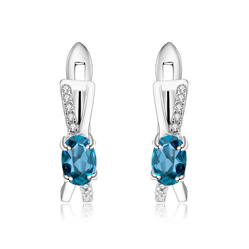 Natural London Blue Topaz 925 Sterling Silver Hand Made Earrings