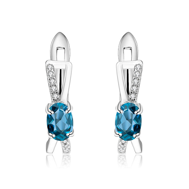 Natural London Blue Topaz 925 Sterling Silver Hand Made Earrings