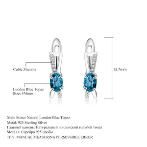 Natural London Blue Topaz 925 Sterling Silver Hand Made Earrings