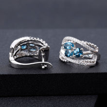 Natural London Blue Topaz Handmade 925 Sterling Silver Earrings