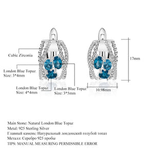 Natural London Blue Topaz Handmade 925 Sterling Silver Earrings