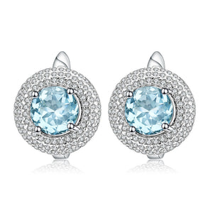 Gold Plated 925 Silver Earrings Natural Topaz And Cubic Zirconia