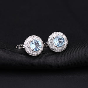 Gold Plated 925 Silver Earrings Natural Topaz And Cubic Zirconia