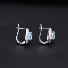 Gold Plated 925 Silver Earrings Natural Topaz And Cubic Zirconia