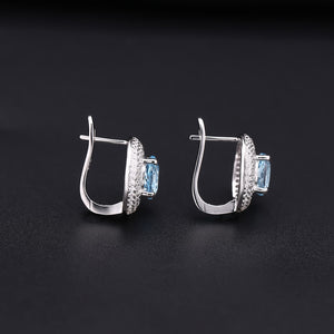 Gold Plated 925 Silver Earrings Natural Topaz And Cubic Zirconia