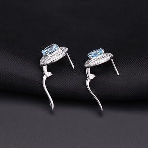 Gold Plated 925 Silver Earrings Natural Topaz And Cubic Zirconia