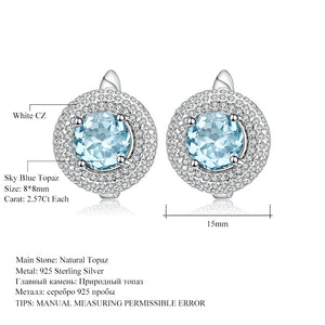 Gold Plated 925 Silver Earrings Natural Topaz And Cubic Zirconia
