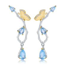 Natural Topaz Gold Plated 925 Sterling Silver Earrings