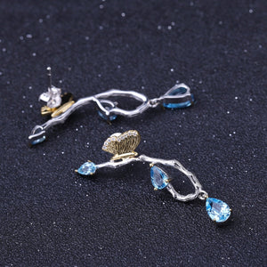 Natural Topaz Gold Plated 925 Sterling Silver Earrings