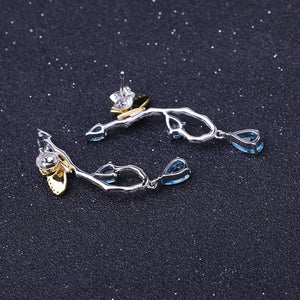 Natural Topaz Gold Plated 925 Sterling Silver Earrings