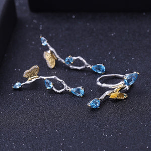 Natural Topaz Gold Plated 925 Sterling Silver Earrings