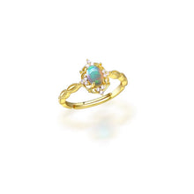 Natural Opal 14K Gold Plated 925 Sterling Silver Ring