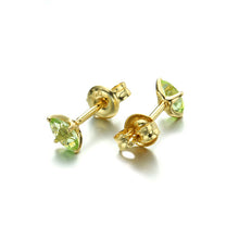 Green Olive Crystal 14K Gold Plated 925 Sterling Silver Earrings