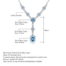 Natural Sky Blue Topaz/natural Garnet/Natural Mystic Quartz 925 Sterling Silver Necklace