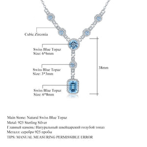 Natural Sky Blue Topaz/natural Garnet/Natural Mystic Quartz 925 Sterling Silver Necklace
