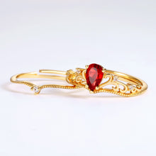 Natural Garnet 14K Gold Plated 925 Sterling Silver Cubic Zirconia Ring