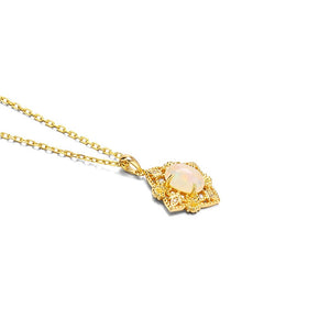 14K Gold Plated 925 Sterling Silver Opal Cubic Zirconia Necklace