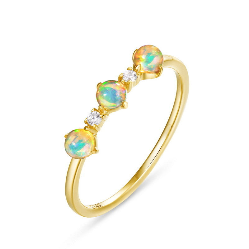 Dorra Jolla 14K Gold Natural Opal 3*3mm Ring