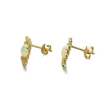 14K Gold Plated 925 Sterling Silver Opal Earrings