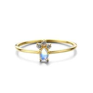 14K Yellow Gold Plated 925 Sterling Silver Moonstone Ring