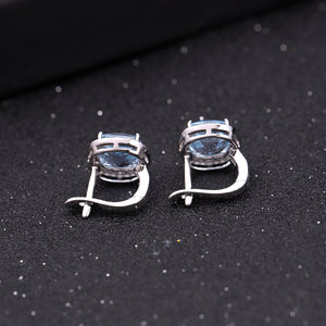 Natural Sky Blue Topaz 925 Sterling Silver Earrings