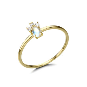 14K Yellow Gold Plated 925 Sterling Silver Moonstone Ring