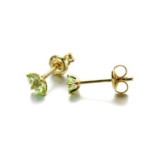 Green Olive Crystal 14K Gold Plated 925 Sterling Silver Earrings